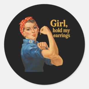 Meisje Houd Mijn Oorbellen Anti Trump Rosie De Riv Ronde Sticker