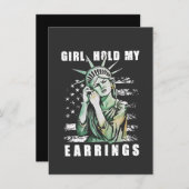 Meisje, Houd Mijn Oorbellen Liberty Status Amerika Kaart (Voorkant / Achterkant)