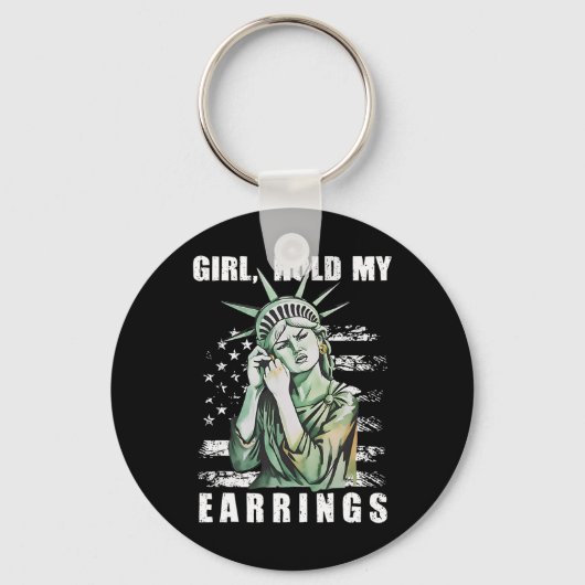 Meisje Houd Mijn Oorbellen Standbeeld Subtiel Weer Sleutelhanger (Voorkant)