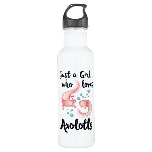 Meisje houdt van Axolotls Cute Axolotl Gift Women Waterfles (Voorkant)