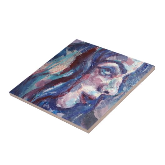 Meisje houdt van blues tegeltje (Zijkant)