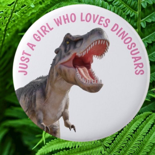 MEISJE Houdt Van Dinosauriërs Ronde Button 5,7 Cm