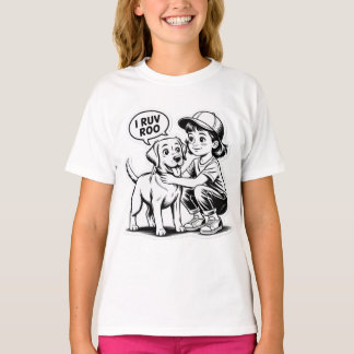 MEISJE HOUDT VAN HAAR HOND  T-SHIRT