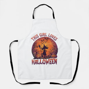 Meisje houdt van Halloween Heks Pompoenen Vleermui Schort