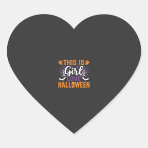 Meisje houdt van Halloween-spookontwerp_1 Hart Sticker
