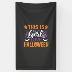 Meisje houdt van Halloween-spookontwerp_1 Spandoek
