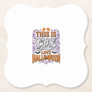 Meisje houdt van Halloween Vintage Schattige Griez Kartonnen Onderzetters