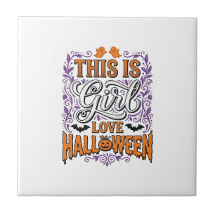 Meisje houdt van Halloween Vintage Schattige Griez Tegeltje