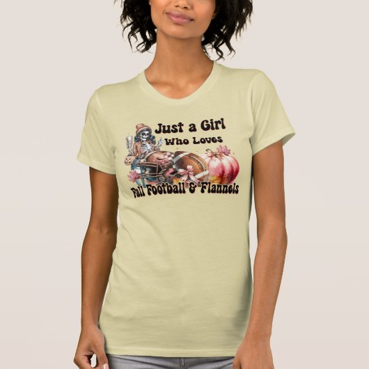 Meisje houdt van Herfst Football Flannel Autumn T-shirt (Voorkant)