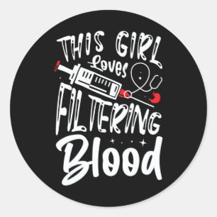 Meisje houdt van het filtreren van bloed nierdialy ronde sticker