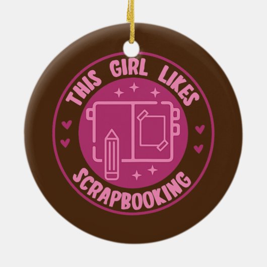 Meisje houdt van het scrapbooken van Hobby Crafter Keramisch Ornament (Achterkant)