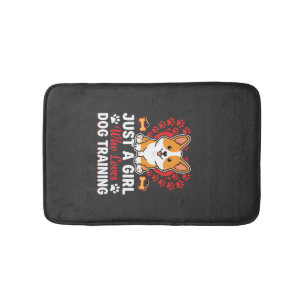 Meisje houdt van honden training Corgi Badmat