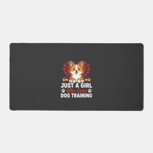 Meisje houdt van honden training Corgi Bureaumat (Voorkant)