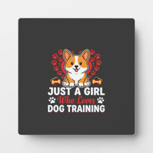 Meisje houdt van honden training Corgi Fotoplaat