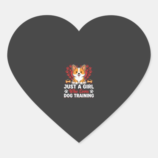 Meisje houdt van honden training Corgi Hart Sticker (Voorkant)