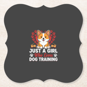 Meisje houdt van honden training Corgi Kartonnen Onderzetters