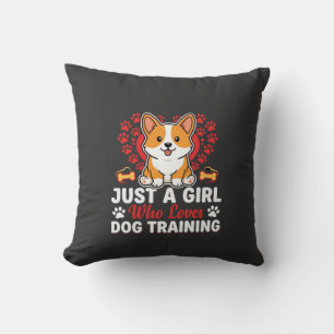 Meisje houdt van honden training Corgi Kussen