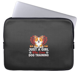 Meisje houdt van honden training Corgi Laptop Sleeve