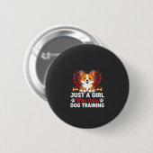 Meisje houdt van honden training Corgi Ronde Button 5,7 Cm (Voorkant /achterkant)