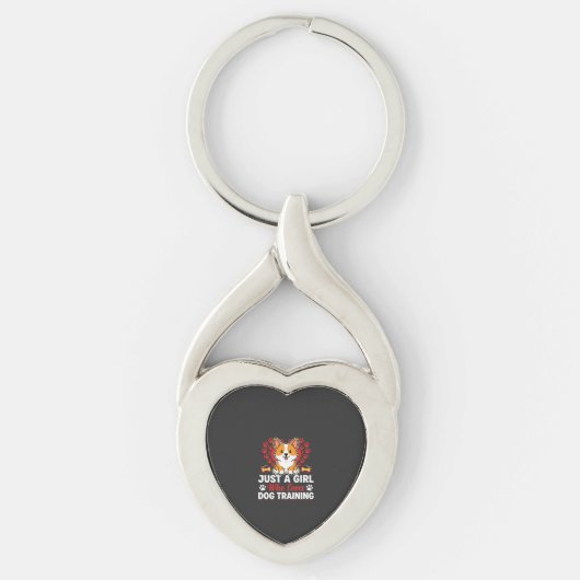 Meisje houdt van honden training Corgi Sleutelhanger (Voorkant)