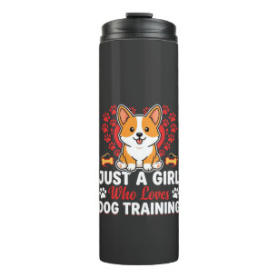 Meisje houdt van honden training Corgi Thermosbeker