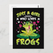 Meisje houdt van Kikkers Dochter Kawaii Kikkerlief Briefkaart (Voorkant / Achterkant)