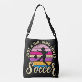 Meisje houdt van voetbal kleurrijke zonsondergang crossbody tas (Achterkant)