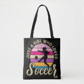 Meisje houdt van voetbal kleurrijke zonsondergang tote bag (Voorkant)