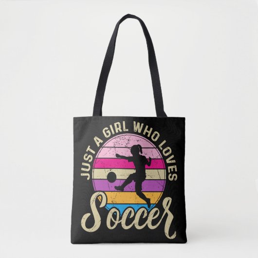 Meisje houdt van voetbal kleurrijke zonsondergang tote bag (Voorkant)