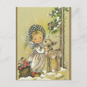 meisje Hugging Baby Deer Briefkaart