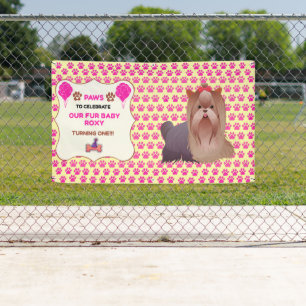 MEISJE HUISDIER ROZE 3x5 VINYL GELUKKIGE ADOPTIE V Spandoek