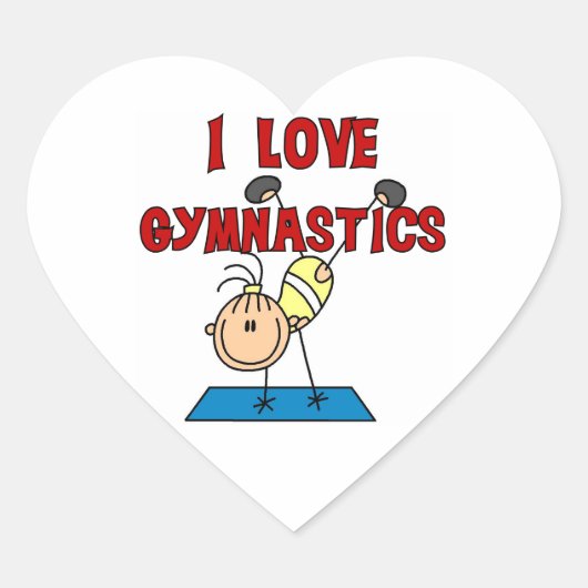 Meisje I Love Gymnastics Hart Sticker (Voorkant)