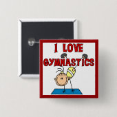 Meisje I Love Gymnastics Vierkante Button 5,1 Cm (Voorkant /achterkant)