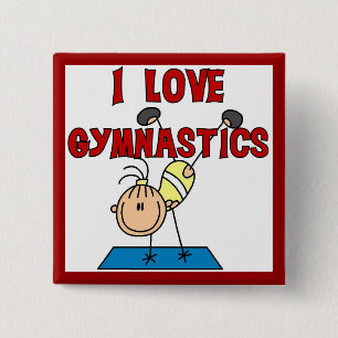 Meisje I Love Gymnastics Vierkante Button 5,1 Cm