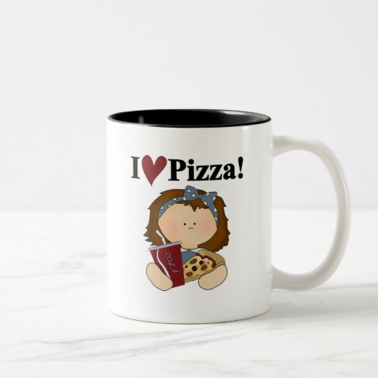 Meisje I Love Pizza Tshirts and Gifts Tweekleurige Koffiemok (Rechts)