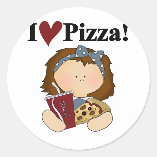 Meisje I Love Pizza Tshirts en geschenken Ronde Sticker (Voorkant)