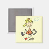 Meisje I Love Soccer T-shirts and Gifts Magneet (Voorkant / Achterkant)