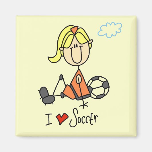 Meisje I Love Soccer T-shirts and Gifts Magneet (Voorkant)