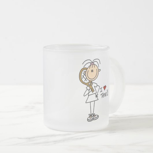 Meisje I Love Tennis Tshirts and Gifts Matglas Koffiemok (Voorkant rechts)