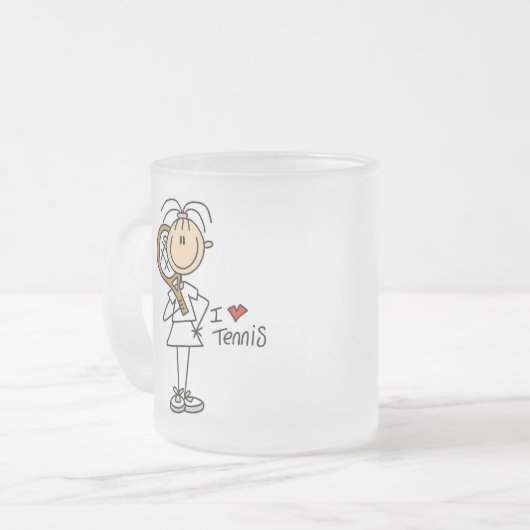 Meisje I Love Tennis Tshirts and Gifts Matglas Koffiemok (Voorkant links)