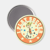 Meisje I Play Soccer T-shirts en cadeautjes Magneet (Voorkant / Achterkant)