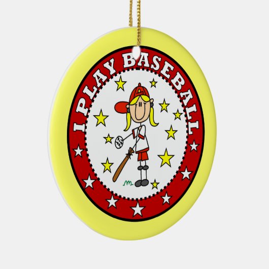 Meisje I Speel Baseball T shirten en Gifts Keramisch Ornament (Rechts)