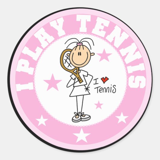 Meisje I Speel Tennis Tshirts en cadeaus Ronde Sticker (Voorkant)