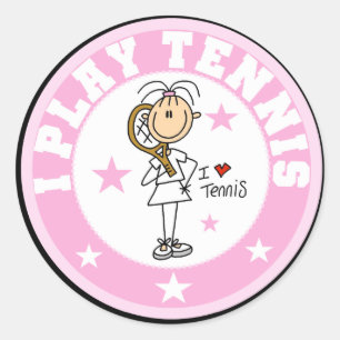 Meisje I Speel Tennis Tshirts en cadeaus Ronde Sticker