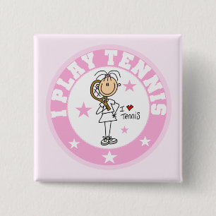 Meisje I Speel Tennis Tshirts en cadeaus Vierkante Button 5,1 Cm