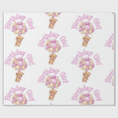 Meisje idee Verjaardag Beer Cadeaupapier (Vlak)