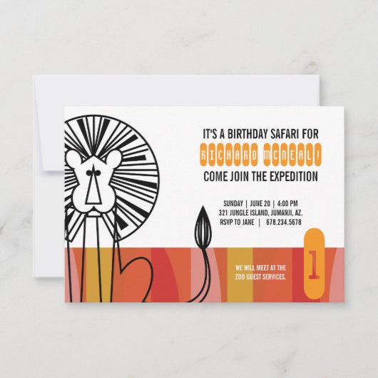 meisje IEDERE LEEFTIJD retro SAFARI BIRTHDAY party Kaart (Voorkant)