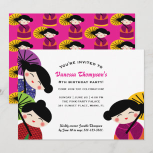 meisje IEDERE LEEFTIJD schattig KOKESHI DOLL BIRTH Kaart