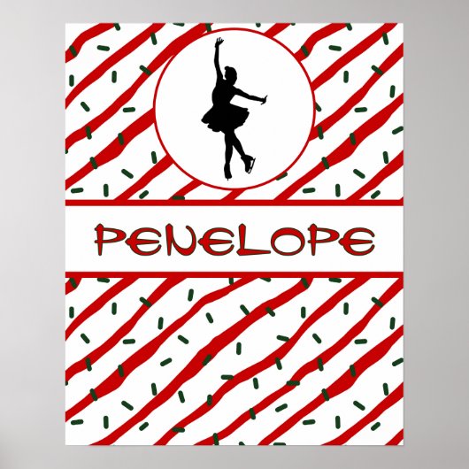 Meisje IJs Schaatsen Kerst Strooi Personalized Poster (Voorkant)