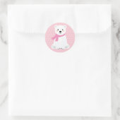 Meisje Ijsbeer Baby Shower Roze Ronde Sticker (Tas)